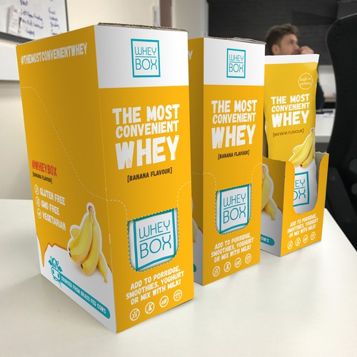 Design a retail case for our whey protein sachets Design by ikoniske™