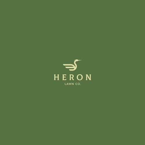 Modern Lawn Care Business with Heron Design by Logo bro