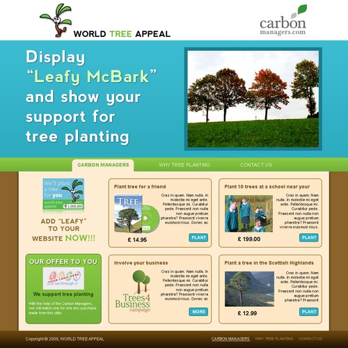 Web page for the  "World Tree Appeal" Design by evileyestudio