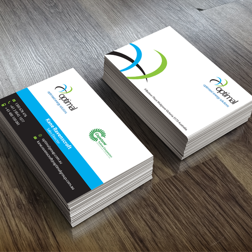 Create new business cards for Optimal Group Design by designsbyHisgrace