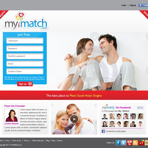 Website design for New Dating Site - MyiMatch.com Design by N-Company