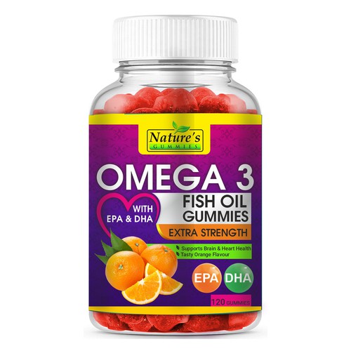 Tasty Omega 3 Fish Oil Gummies Design needed for Nature's Gummies Design réalisé par Hanisha P Patel