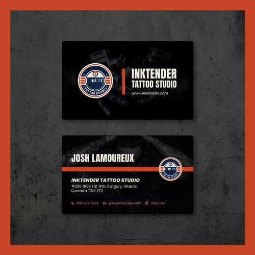 I need a strong business card design for my custom tattoo studio Inktender-ontwerp door Jordanio