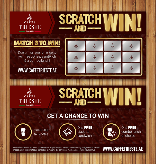 Scratch and Win Coupon card Postcard, flyer or print contest