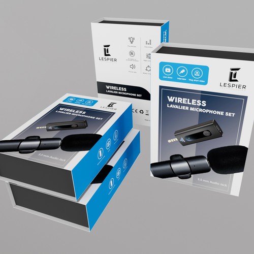 Need modern & catchy packaging design for wireless microphone set Design by PKGArtisan