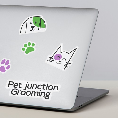 Fun cat and dog grooming salon logo Design by CREA CO