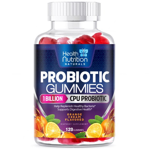 Healthy Probiotic Gummies Label needed for Health Nutrition Design by agooshe