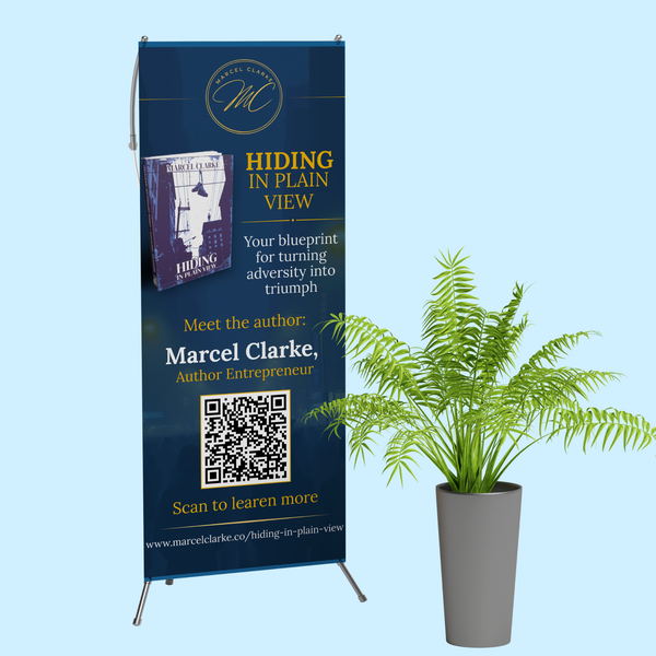 Design by Tufail Bakuu titled "33" x 81" Retractable Banner for Author"