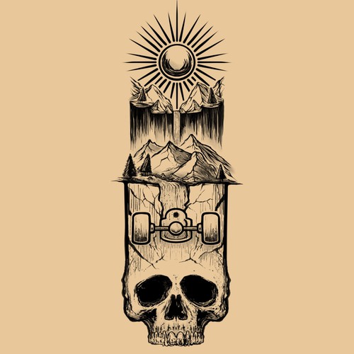 Skateboard Tattoo Design by Bagus Sujatmiko