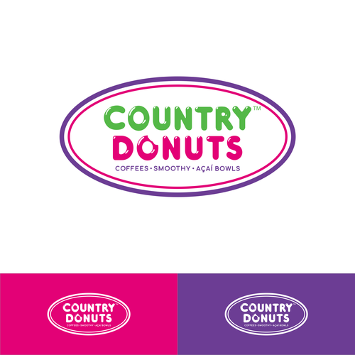 Diseño de We need a modern exciting logo to encompasses our Name Country Donuts Coffee smoothy bowls de crapit