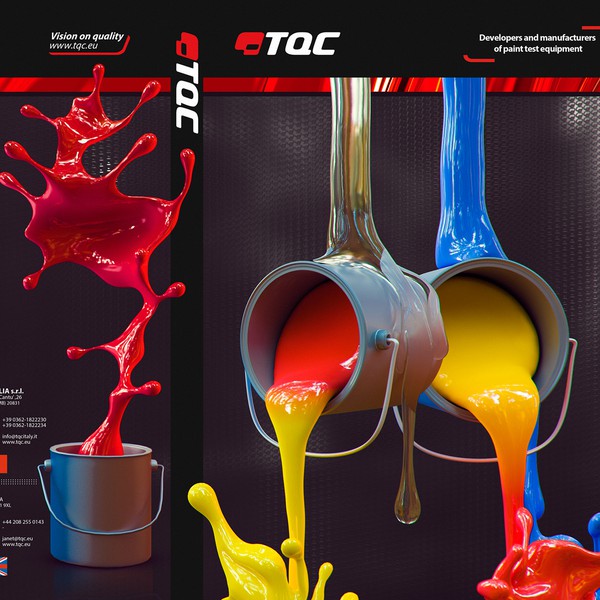 Design by LAGX titled "Colorful, catchy, smashing. Design the cover of the TQC catalogue about paint test products"