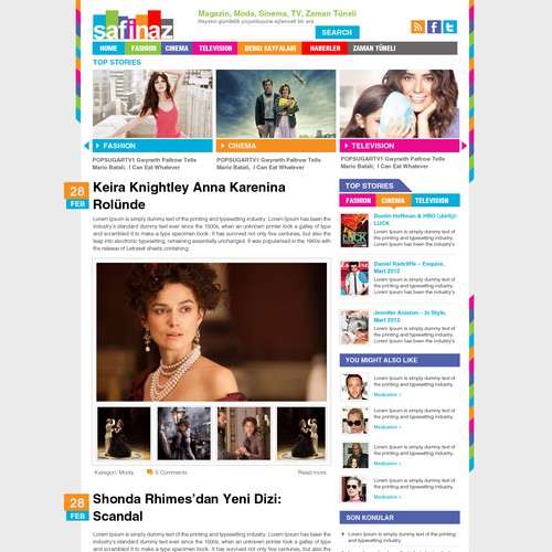 website design for Safinaz.com Design by krishnanunni ✔️