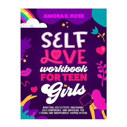 🔥STAND-OUT book cover for SELF LOVE FOR TEENS GIRLS Design by marta_brk