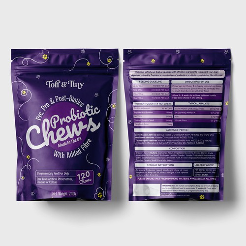 Pouch packaging design - Probiotic Chews for dogs Design by sadiaafrinrumky