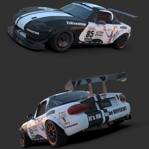 Autism Awareness Spec Miata Race Car Design by Andrei Sandu