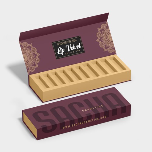 Box design for mini lip velvets and mini lip shines Design by CUPEDIUM