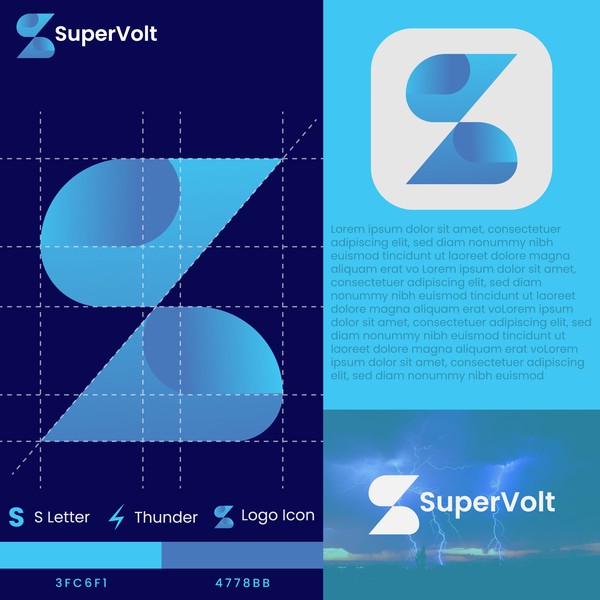 SuperVolt – Modern Thunderbolt "S" Logo & Branding