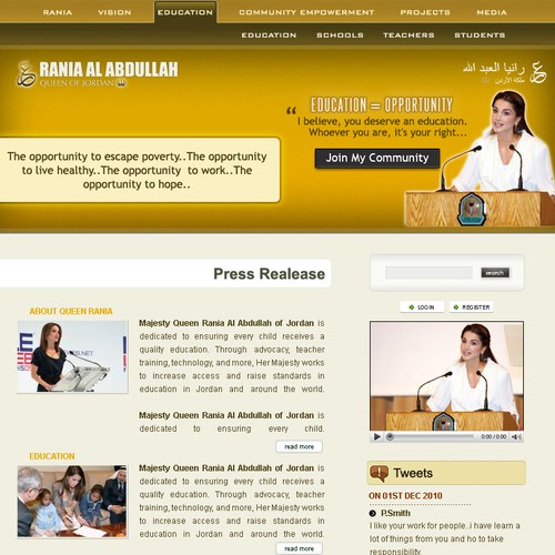 Queen Rania's official website – Queen of Jordan Design por aryan20
