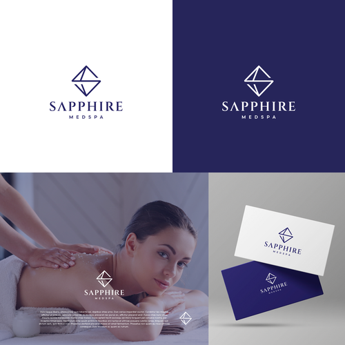 Sophisticated logo for high end medspa incorporate a ‘jewel/gem’ looking image in a tasteful way. Design by Asya Logo