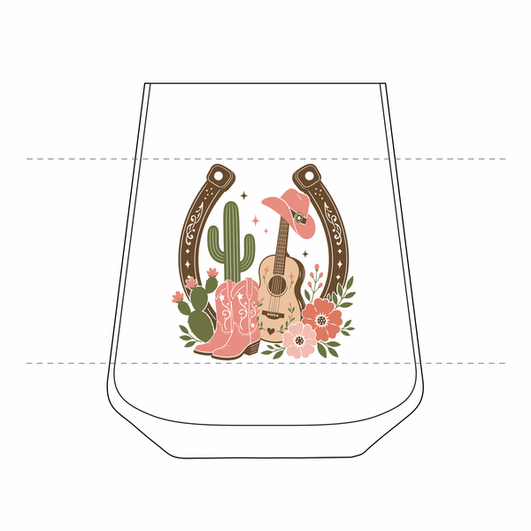 Illustration for drinking glasses inspired by horses & cowgirls