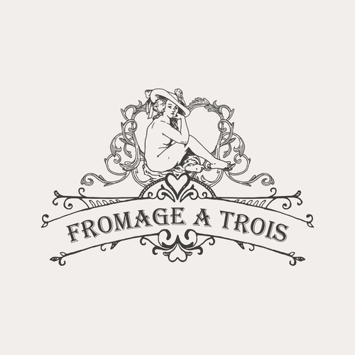 Vintage French-style logo with a scandalous twist! Design by Ameline Studio