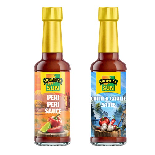 Tropical Sun Chilli & Garlic Sauce Label Digital Painting Ontwerp door WhiteEchoes