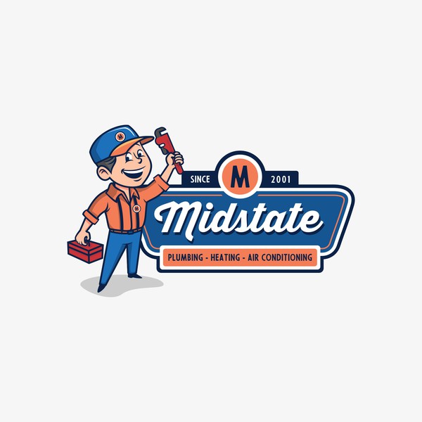 Retro Plumbing, Heating, Aircon Mascot logo