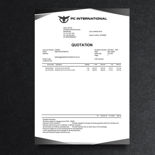 Given logo to be added to quotation to enhance brand appeal Design by conceptu