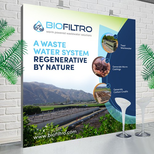 Design a Clean Trade Show Backdrop/Podium for a Regenerative Agriculture/Wastewater Company Design by Designbe