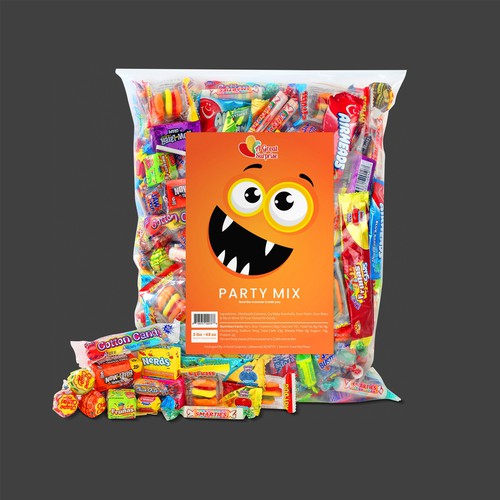 Design a modern, clean, chic, and professional candy label. Diseño de Rajan Bhatla