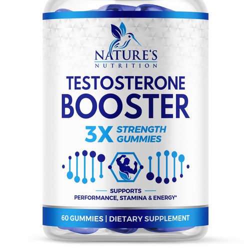 "Testosterone Booster Design Needed for Nature's Nutrition" winning Product label