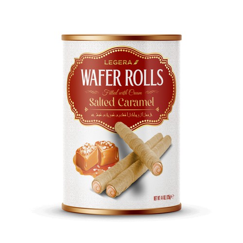 LEGERA Wafer Rolls Pack 125 gm - Salted Caramel Design by Gustavo RV