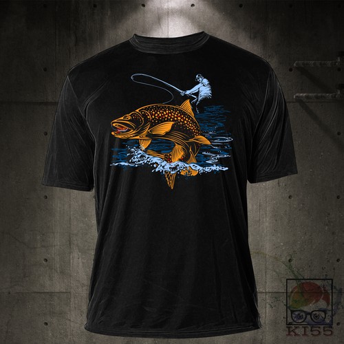 shirtdesign: stunning fishing scene with trout or pike +++