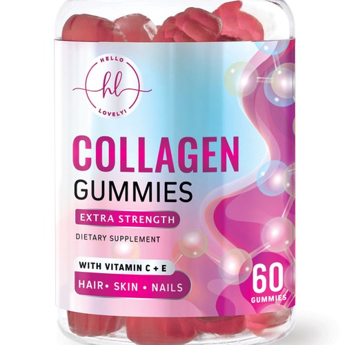 Hello Lovely needs a Collagen Gummies product label Design by 55rova