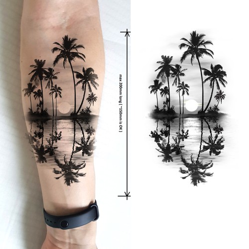 Palms+sunset modern tattoo | Tattoo contest | 99designs