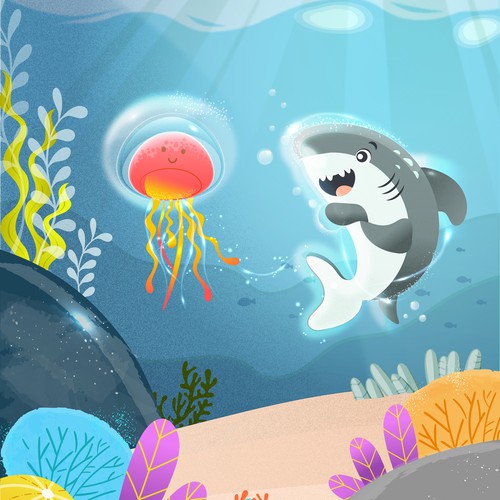 Design One Page Design for Glow Shark Kids Book Design Ontwerp door pukadesign