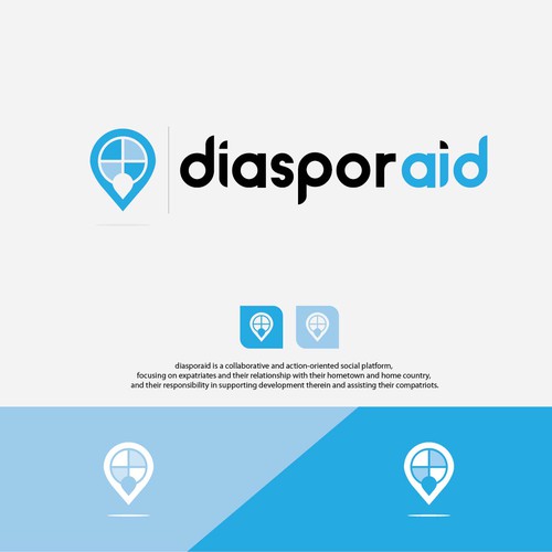 Design a powerful logo for diasporaid, an impact-oriented network/platform for expats Design by JosephA