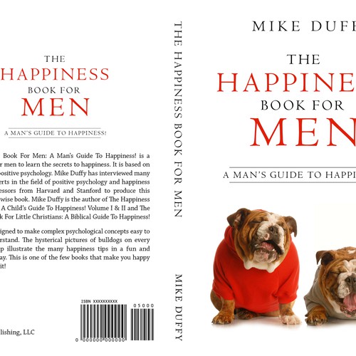 Create a book cover for a book entitled,"The Happiness Book For Men: A Man's Guide To Happiness!" Design by LuckyLuc