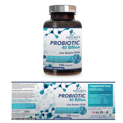 Nature's Nutrition Needs a "Beautiful Label" for our Probiotic Bottle. Design by Snap Sebbata