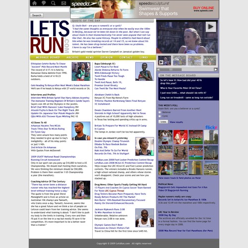 LetsRun.com Homepage Re-Design/Cleanup Diseño de jonmulk