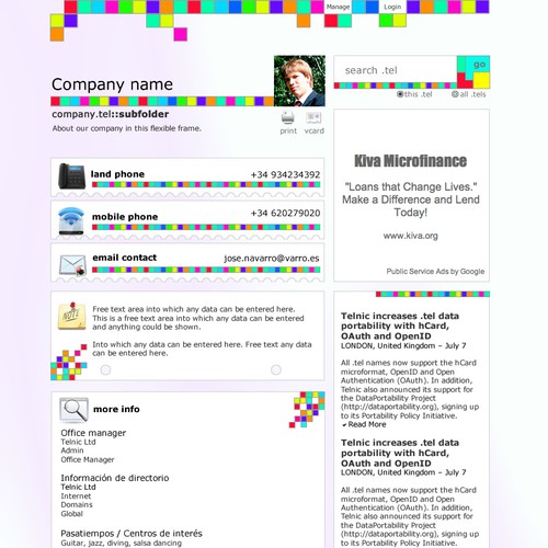 A new .tel design for a new decade! Design von varro.es