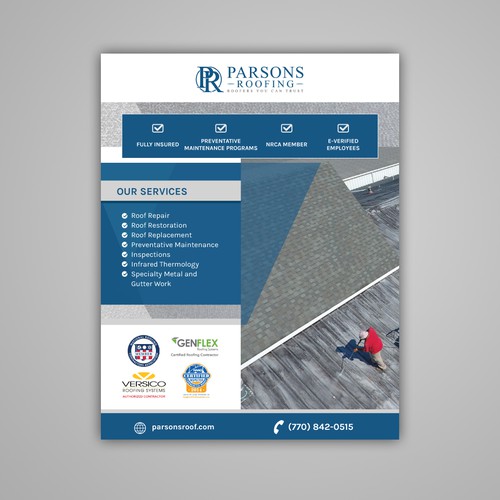 Commercial Roofing Company Sell Sheet BE CREATIVE! Postcard, flyer or print contest