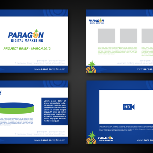 Cool new Biz Cards, Stationary and PowerPoint Template for Paragon Digital Marketing Design by Danmarkus