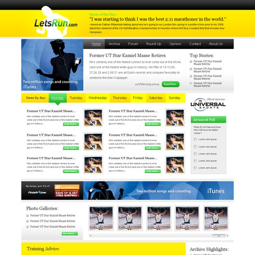 LetsRun.com Homepage Re-Design/Cleanup Diseño de hoffster