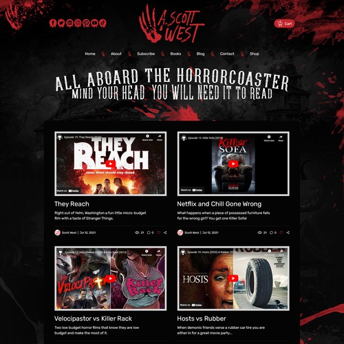 Website Redesign for Horror Author - Get Creepy! Design by pixelwebplanet