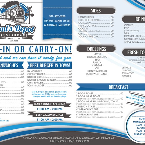 Sub & Burger Restaurant needs NEW DESIGN take out menu! Design by esse.