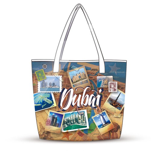 Create an exclusive souvenir bag design for the dubai tourist