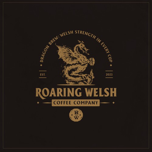 Welsh Coffee Company Logo with Dragon incorporated into the design Design by Evan.C