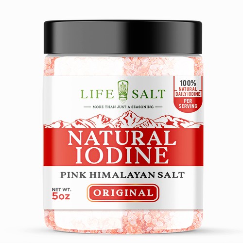 Label for Natural Iodine Pink Himalayan Salt that is fused with Seaweed Design by Design_byMe