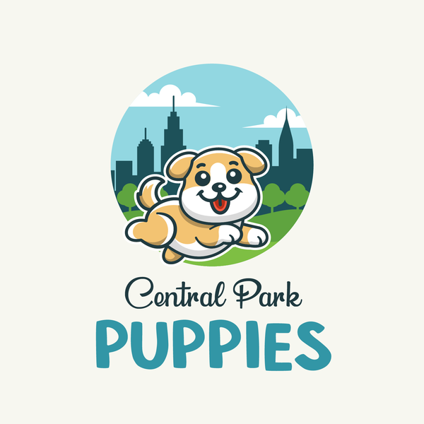Design a cute, modern logo for a brand that brings families and puppies together